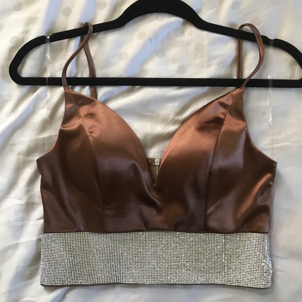 Windsor Satin top with faux diamonds